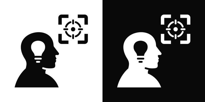 Focus Mode Icon In Black And White Background Style.