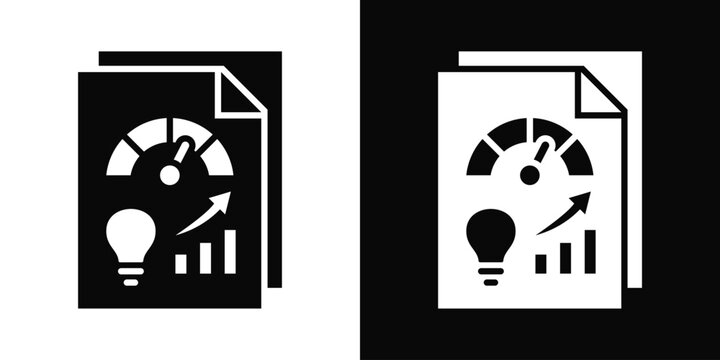 Task Insights Icon In Black And White Background Style.