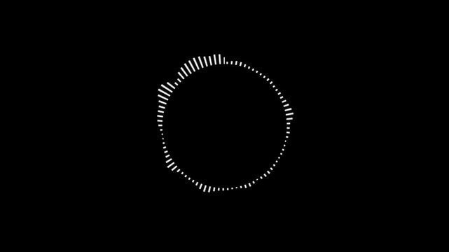 Minimalist abstract circular audio waveform or soundwave isolated on a black background. Circular graphic sound digital player waveform. A graphic circular loop of rhythmic audio frequency sound waves