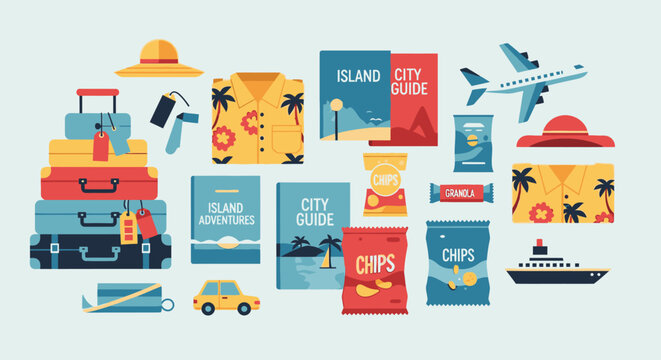 Travelers prepare for a journey with luggage and travel documents on a table