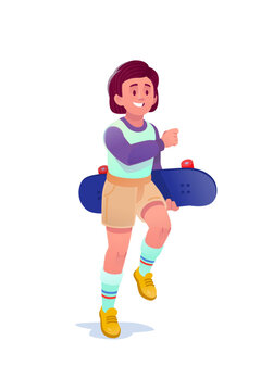 Happy people and family vector cartoon characters collection set. Vector illustration of happy family portrait, teenage girl with smartphone, and active boy running with skateboard isolated on white.