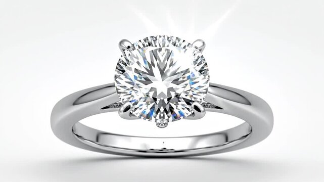 Brilliant round cut diamond engagement ring in white gold.