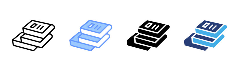 Books icon set multiple style collection