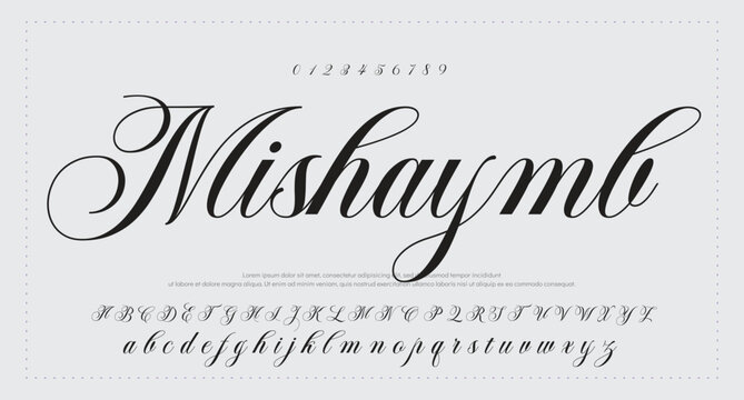 Lettering signature font isolated on grey background. brush style alphabet. Vector logo letters.