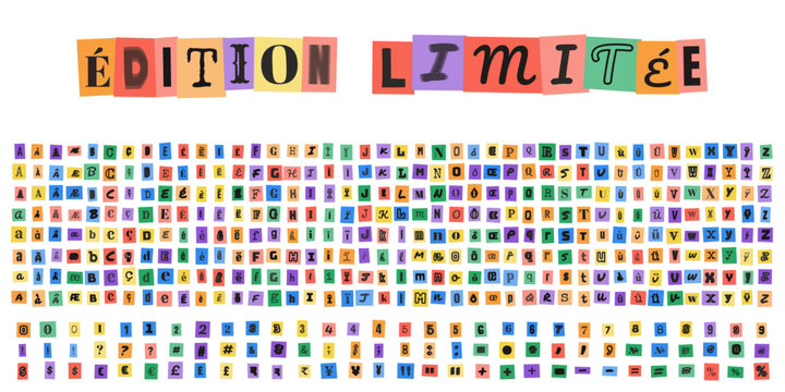 &Eacute;DITION LIMIT&Eacute;E alphabet style lettre anonyme pour design graphique cr&eacute;atif et typographie personnalis&eacute;e pour affiches et projets