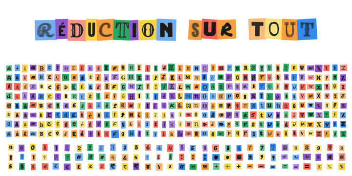 REDUCTION SUR TOUT alphabet style lettre de rancon pour design graphique et typographie creative pour vos projets de communication