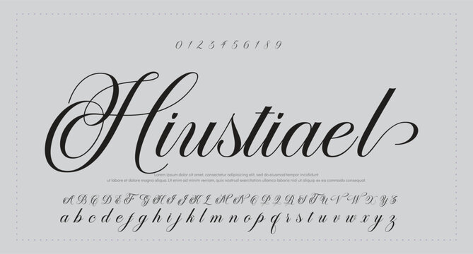 Lettering signature font isolated on grey background. brush style alphabet. Vector logo letters.