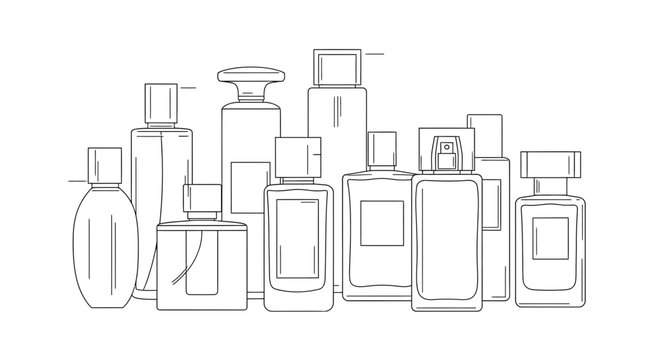 Collection of perfume bottles.