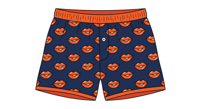 Boxer shorts with red lip pattern vector illustration on white background
