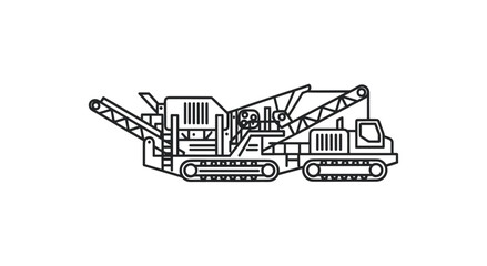 Naklejka premium Industrial Mobile Crushing Machine Illustration on White Background.