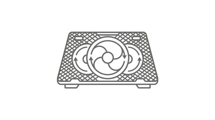 Laptop cooling pad with fans, line art icon © nurul nasirudin