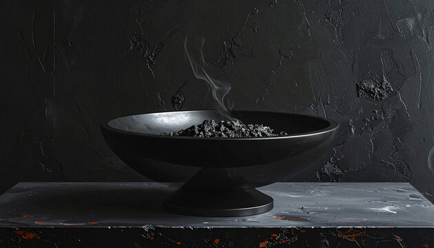 Black bowl with smoke