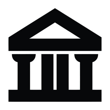 Simple iconic illustration of ancient greek temple with triangular pediment and columns  architecture symbol