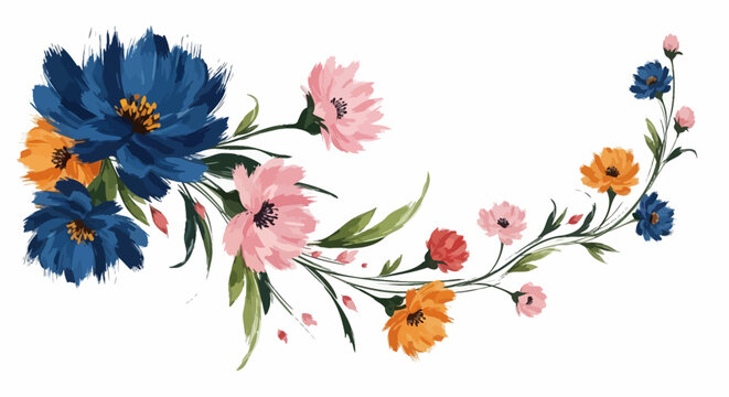 Colorful flowers on white background.