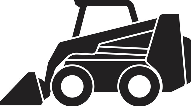Compact Skid Steer Loader Icon Silhouette.