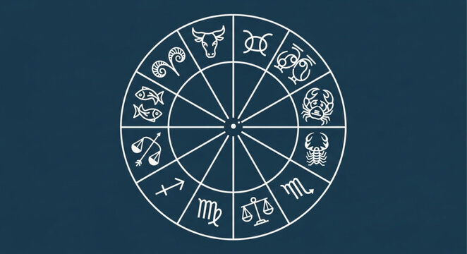 Astrology Zodiac Wheel with Symbols.