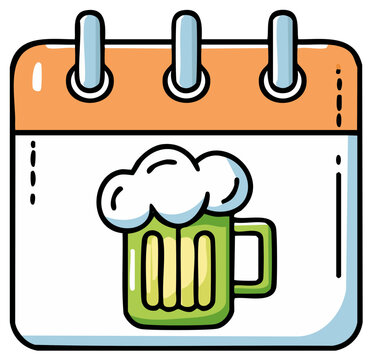 Calendar with Beer Mug Icon for Saint Patrick's Day Holiday Celebration