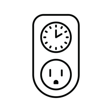 Electrical outlet with timer and clock for energy saving and control.