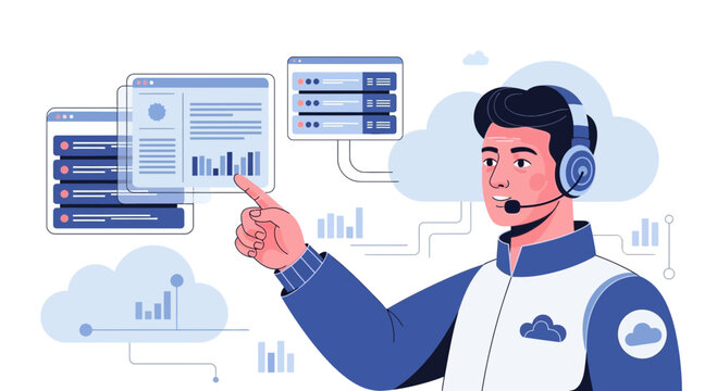Tech Support Agent Interacting With Cloud Data & Servers