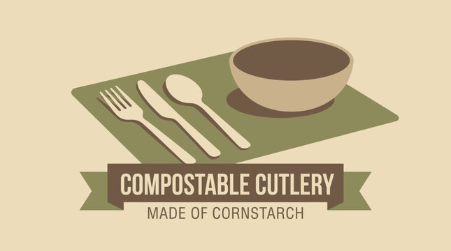 Compostable Cutlery Set Made of Cornstarch