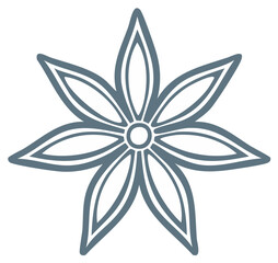 Obraz premium Floral Outline Drawing with Eight Petals, Geometric Flower Icon