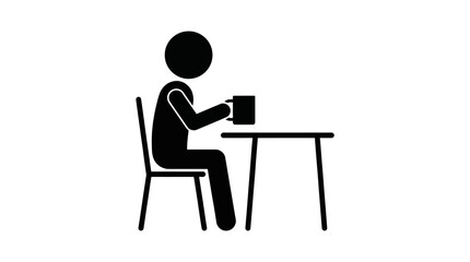 Fototapeta premium Person Sitting at Table Holding a Mug Icon