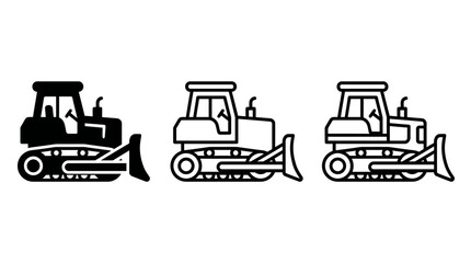 Heavy Equipment Bulldozer Icons Set for Construction and Industrial Design Projects © matahari