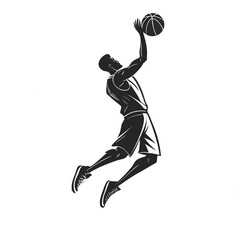 Obraz premium Basketball Player Silhouette Jump Shot in Stadium Lights - Dynamic Sports Action Concept