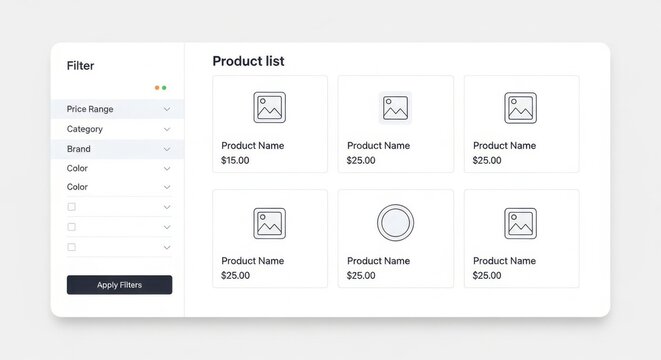Ecommerce product listing with filter options.