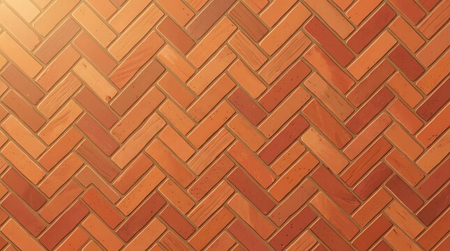Red terracotta herringbone brick pattern background with warm light