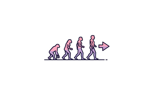 Human evolution progress from ape to modern man.