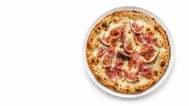 Pizza gourmet con fichi prosciutto crudo mozzarella e crosta dorata. Generative AI