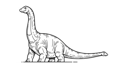 Brachiosaurus Dinosaur Illustration Line Art. © Sukses