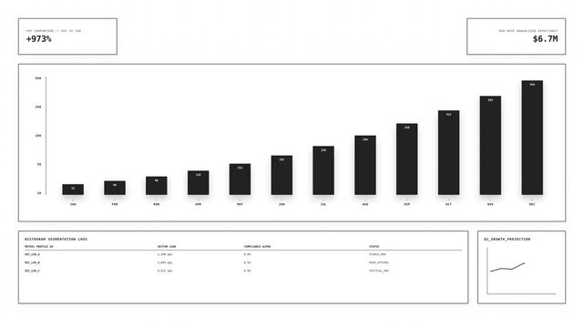 Dynamic motion of ascending bar graphs in animated chart visualization for data analysis and presentation.