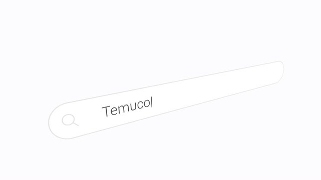Typing Temuco City In The Internet Browser Tool. Close-up Shot