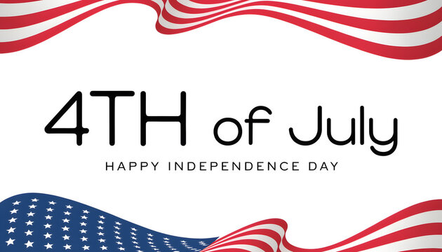 4th of july happy independence day greeting card with wavy american flag borders