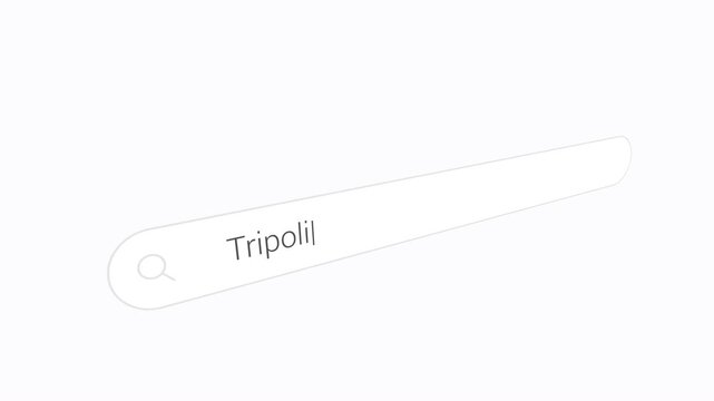 Tripoli, Libya Typing Inside The Search Bar. Close-up Shot