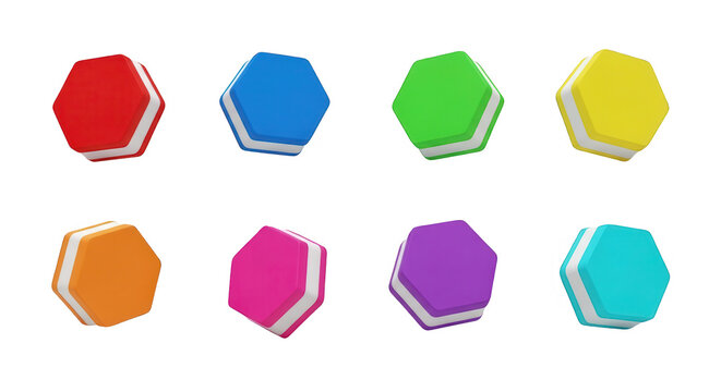 colorful floating hexagonal 3d shapes on a white background design elements various graphic projects
