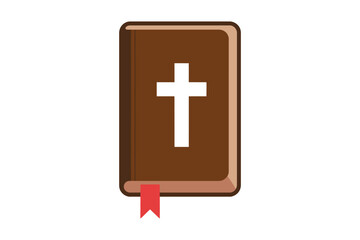 Fototapeta premium Christian Bible Vector Icon with Sacred Scripture Book Symbol for Church, Faith, and Spiritual Branding Designs Vector Designs