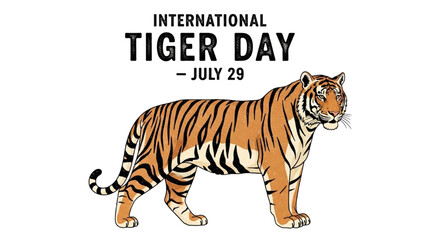 Obraz premium Celebrate International Tiger Day on July 29 with this Majestic Tiger Illustration