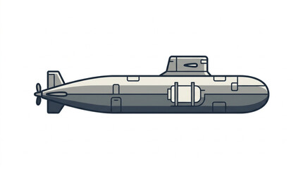 Modern Submarine Vessel Illustration, Underwater Military Ship © muhammad agil