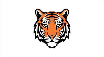 Close-up illustration of a fierce tigers head with striking orange and black stripes. © Azam