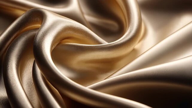 Elegant Golden Silk Fabric with Smooth and Shiny Texture Detail