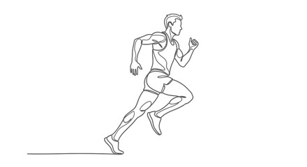 Fototapeta premium Continuous Line Drawing of an Athlete Running