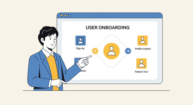 User Onboarding Process Explained by Presenter - Business Flowchart