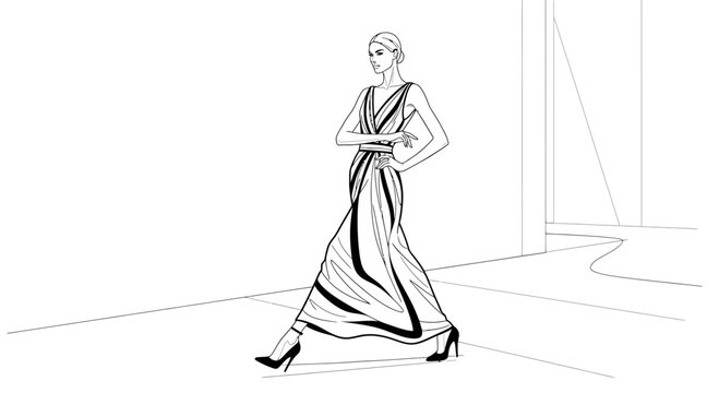 Woman in long elegant dress.