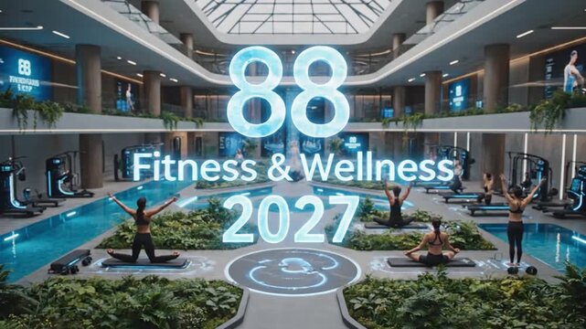 Black man running on treadmill with holographic runner in futuristic gym