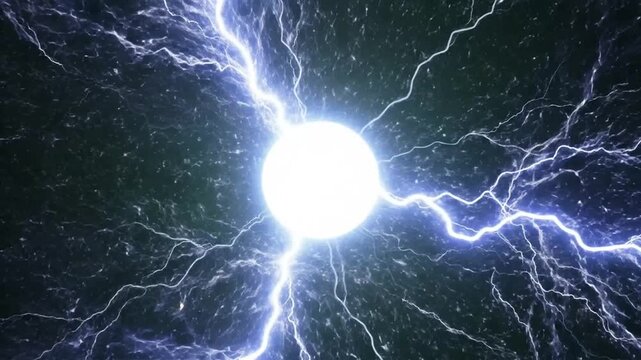 A bright glowing sphere emitting powerful electrical energy bolts