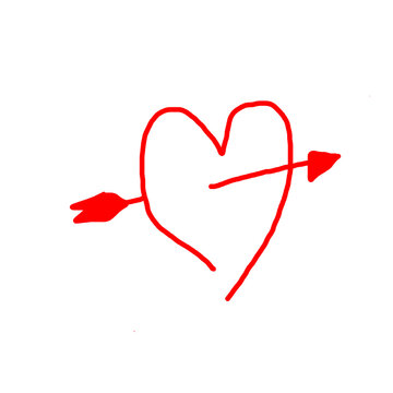 Heart arrow doodle vector icon. Hand drawn heart love sketch illustration. Decorative Valentines Day doodle elements.