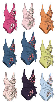 Collection of Colorful Tankini Tops with Floral Prints